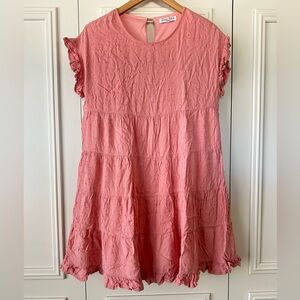 Emory Park Pink Ruffle Sleeve Babydoll Dress, Size M